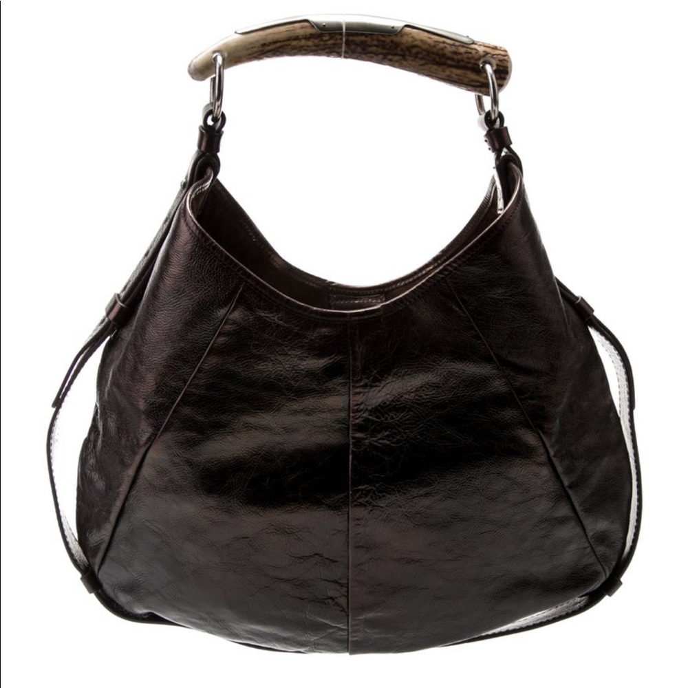 YSL Brown Leather Mombasa Shoulder Bag